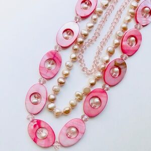Pink Pearl Necklace Long